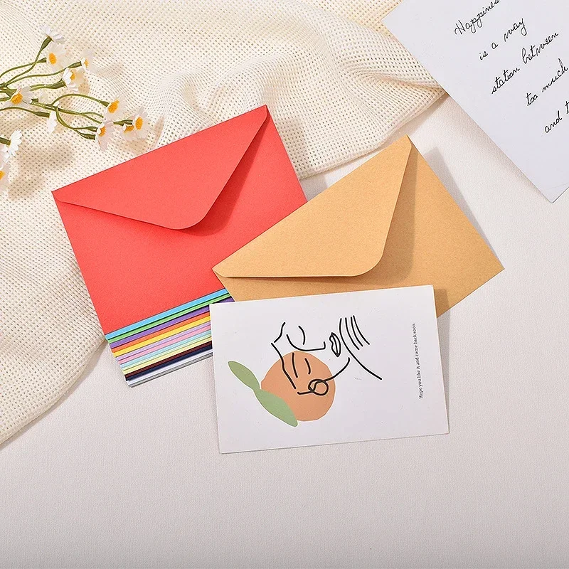 50pcs/lot 22x15.2cm Envelope Small Business Supplies 120g Paper Invitations Postcards Letters Bag Wedding Stationery Storage