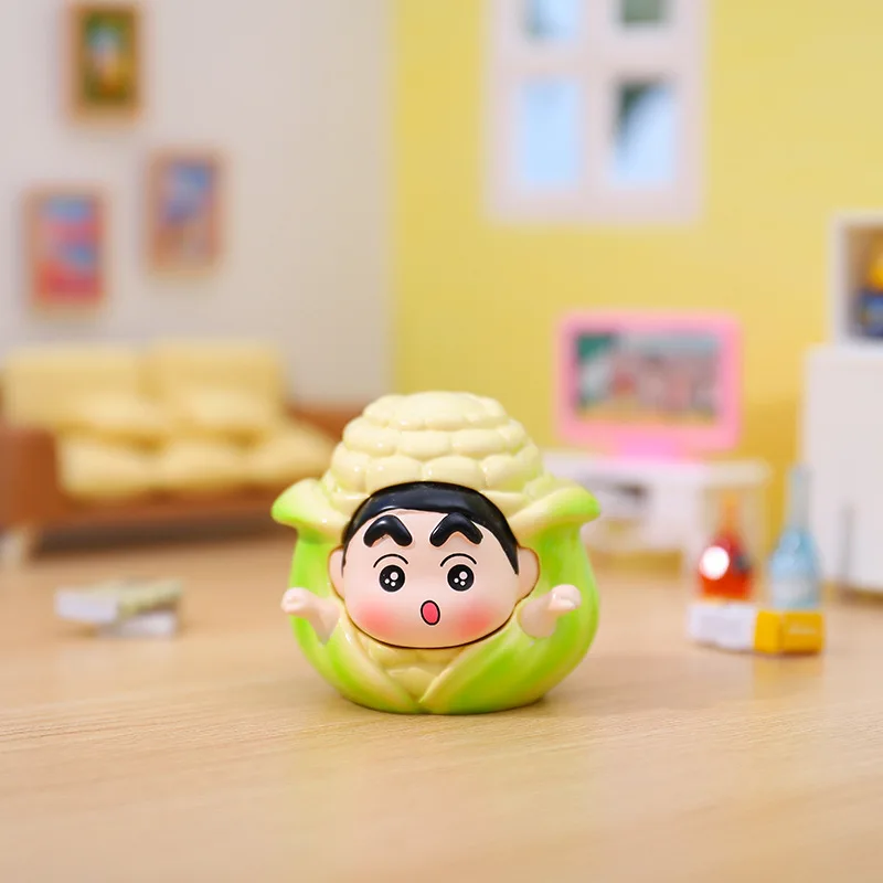 Miniso-caja ciega de crayón Shin Chan, caja ciega de deseos de verduras de dibujos animados, decoración creativa de adorno de escritorio para juego de moda