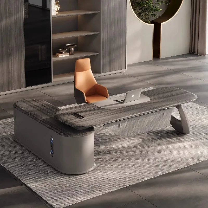Customized Luxury L-Shaped Office Desk Modern Wooden Convertible Workbench Extendable File Drawer Durable Panel Home Apartment