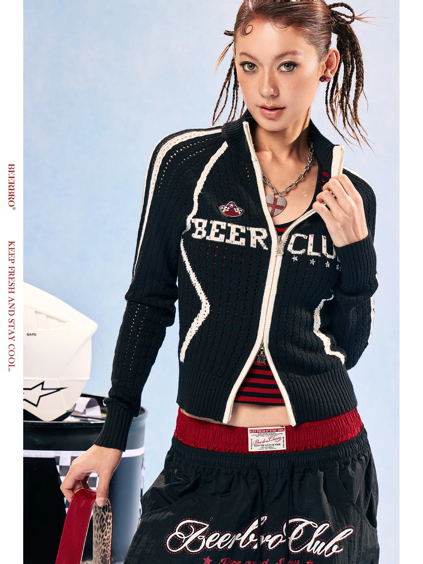 

Speed Pulse Racing Car Color Blo Letter Hollow out Sweater Cardigan for Spor Girls Soft Long Sve Spring Autumn Wear