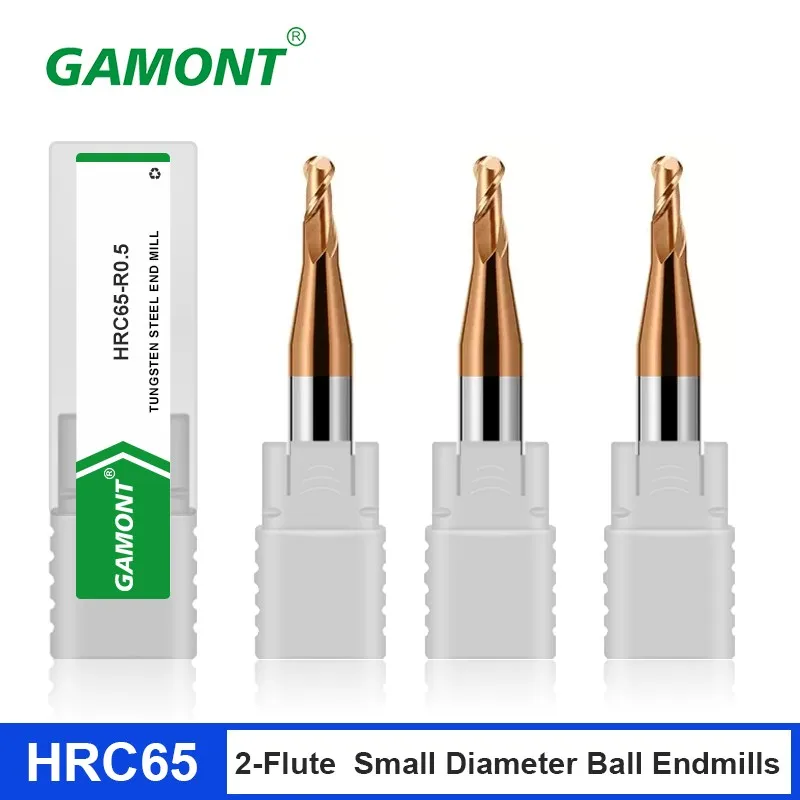 

GAMONT Tungsten Coated Steel Milling Cutter Small Diameter Ball Nose End Mills Carbide Machining Cutting Tools For Metal