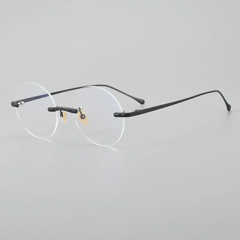 

Japanese Brand Pure Titanium Glasses Frame Men ARLT5933 Rimless Round Prescription Frameless Men's Women's Eyeglasses Frame