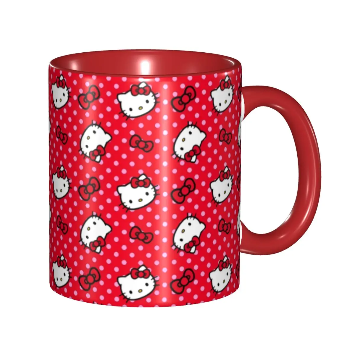 

Красная кофейная кружка Hello Kitty, новинка, чайные чашки в стиле аниме Kawaii для офиса