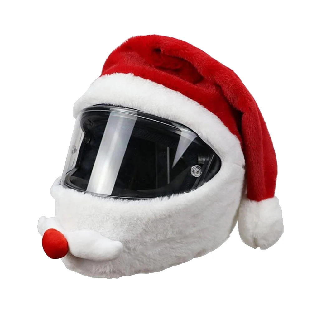 

1/4PCS Christmas Helmet Cover Elastic Motorcycle Santa Claus Funny Cover Plush Santa Claus Christmas Hat for Outdoor Party Xmas