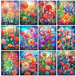 Diamond Painting Kit Glass Flower Diamond Mosaic Embroidery Cross Stitch DIY Beautiful Landscape Home Decoration Gift New
