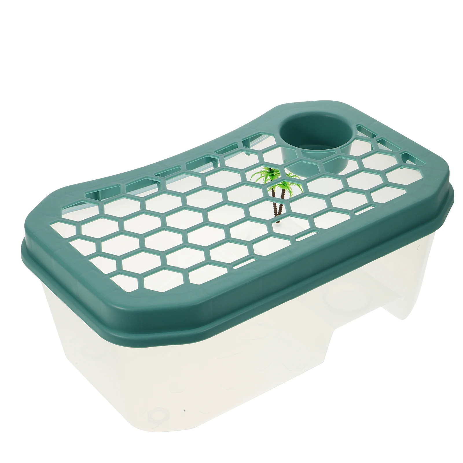 1Set Turtle Tank with Basking Platform Premium Plastic Reusable Container for Tortoise Exercise and Daily Food Storage Household