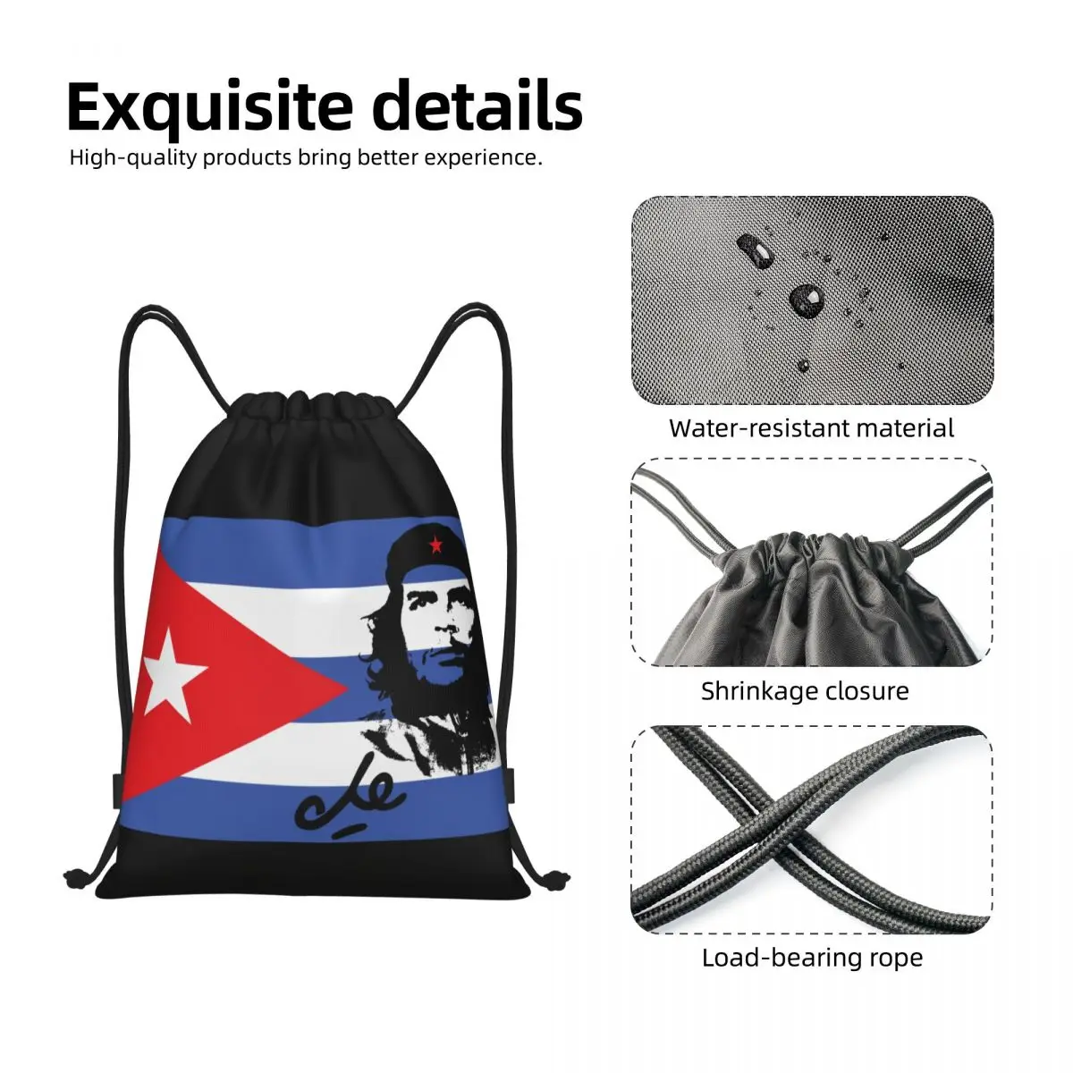 Custom Che Guevara With Cuba Flag Drawstring Bag Women Men Lightweight Cuban Socialism Freedom Sports Gym Storage Backpack