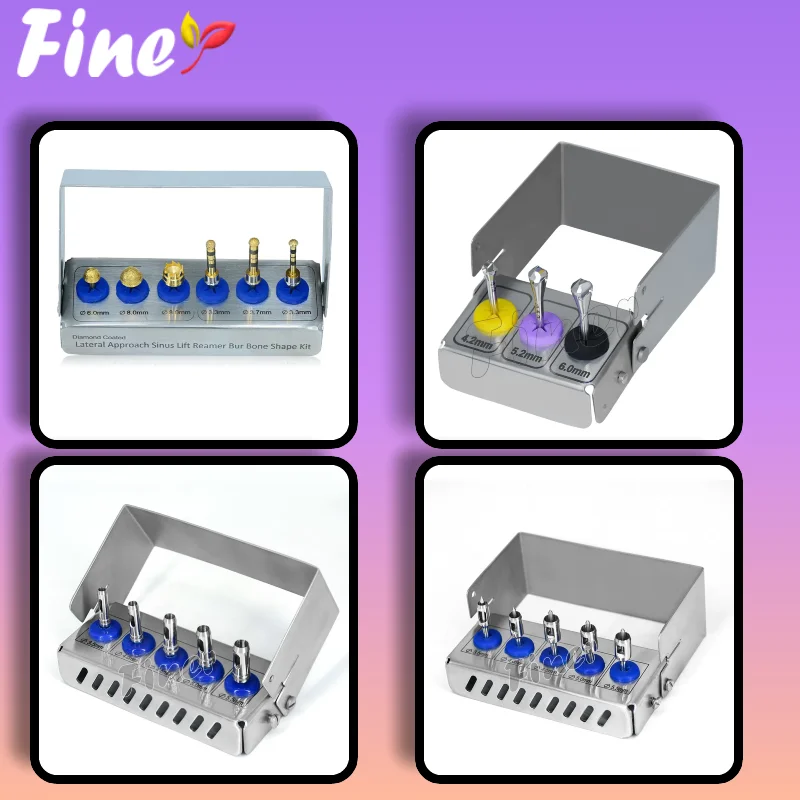 

Finer Dental Implant Sinus Lift Lateral Approach Reamer Kit Tissue Punch with Positining Guide Bone Collector Implant Drills Kit