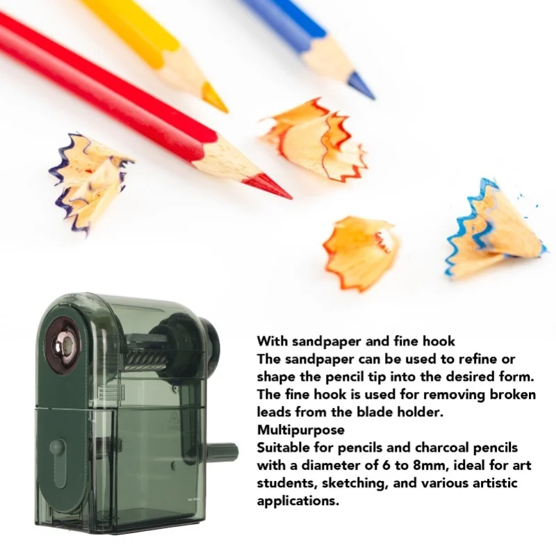 Manual Pencil Sharpener 7 Speeds Adjustable Pencil Tips Portable Handheld Pencil Sharpener For 6 To 8mm Pencil Charcoal