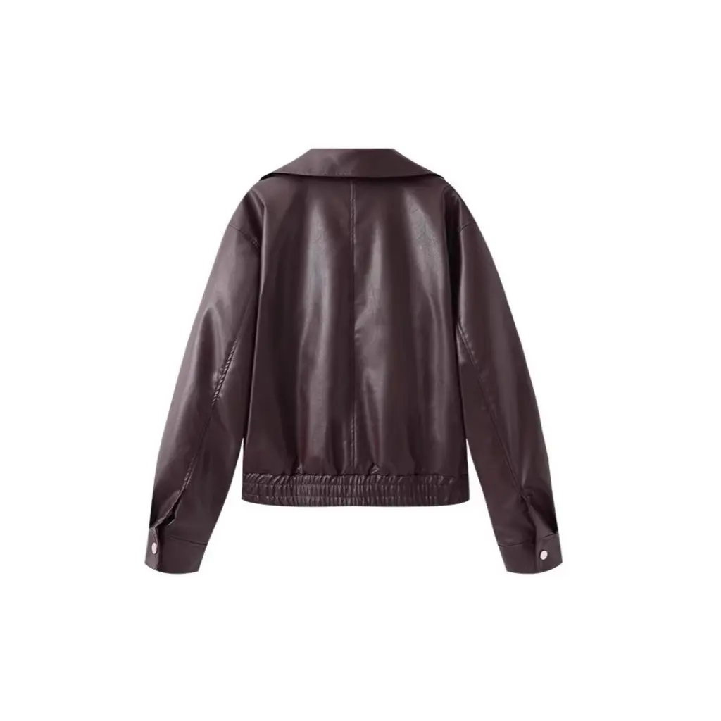 

Women's Classic Lapel Zipper Fashion Jacket Elegant Street Trend Retro Leather European And American Style