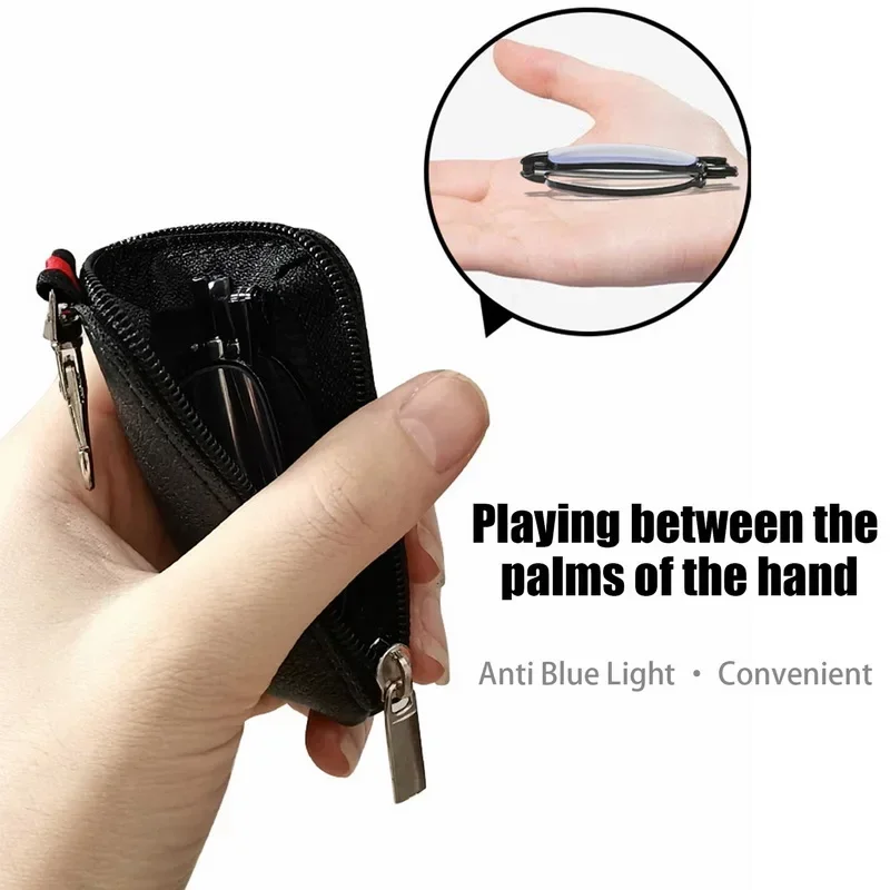 Portable Folding Reading Glasses Key Chain Anti Blue Light Anti-Radiation Eyewear with Storage Bag Women Men Presbyopic Glasses