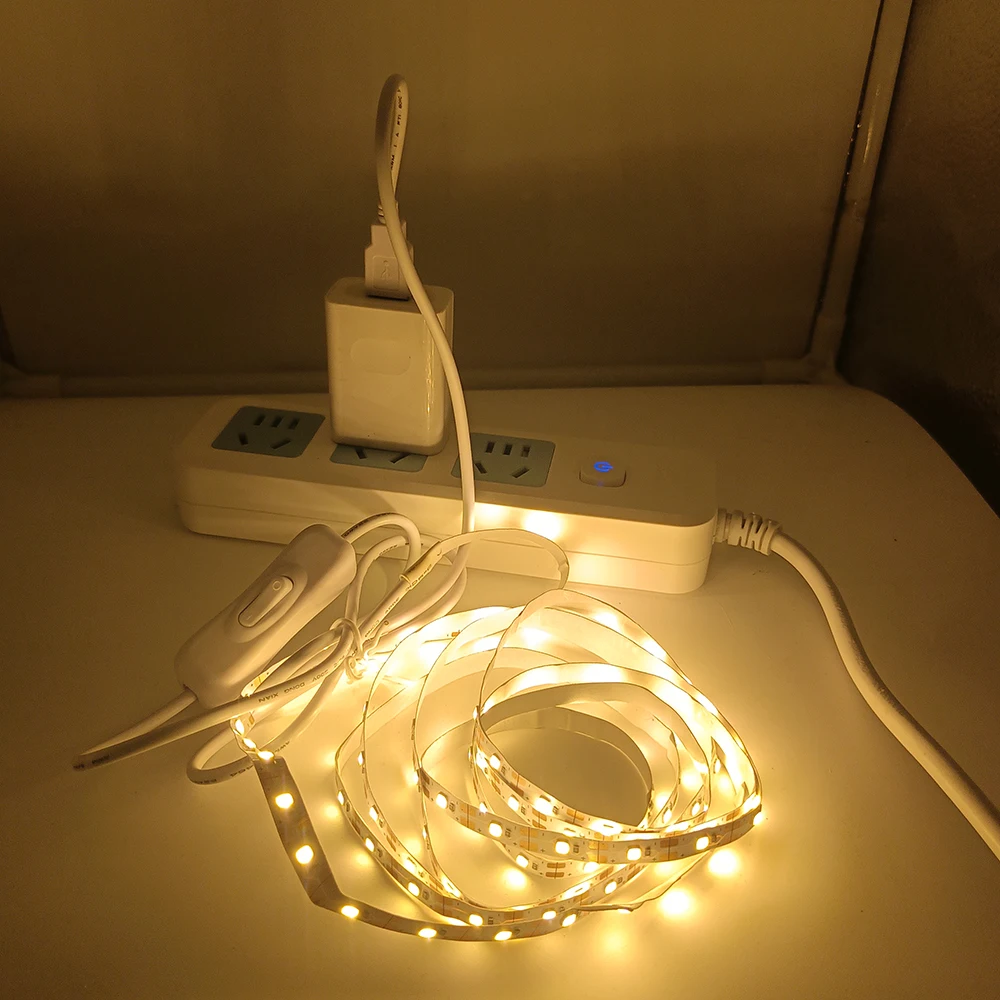 USB White LED Strip Light para decoração de TV, iluminação do feriado, TV Backlight, Natal, SMD 2835, 5V
