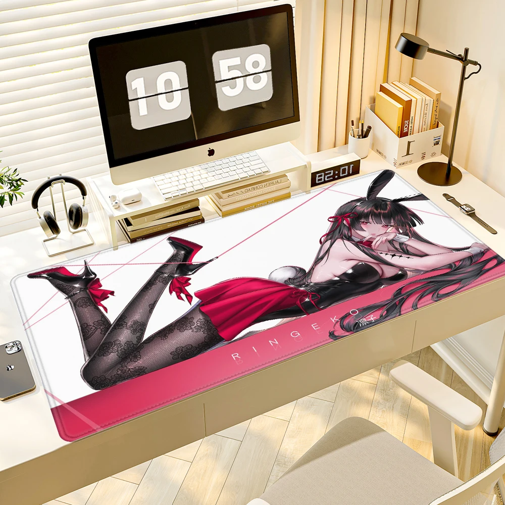 Large Bunny Girl Anime Mouse Pad, Non-Slip Rubber Gaming Desk Mat with Stitched Edges Extended Keyboard Pad for Laptop PC Office