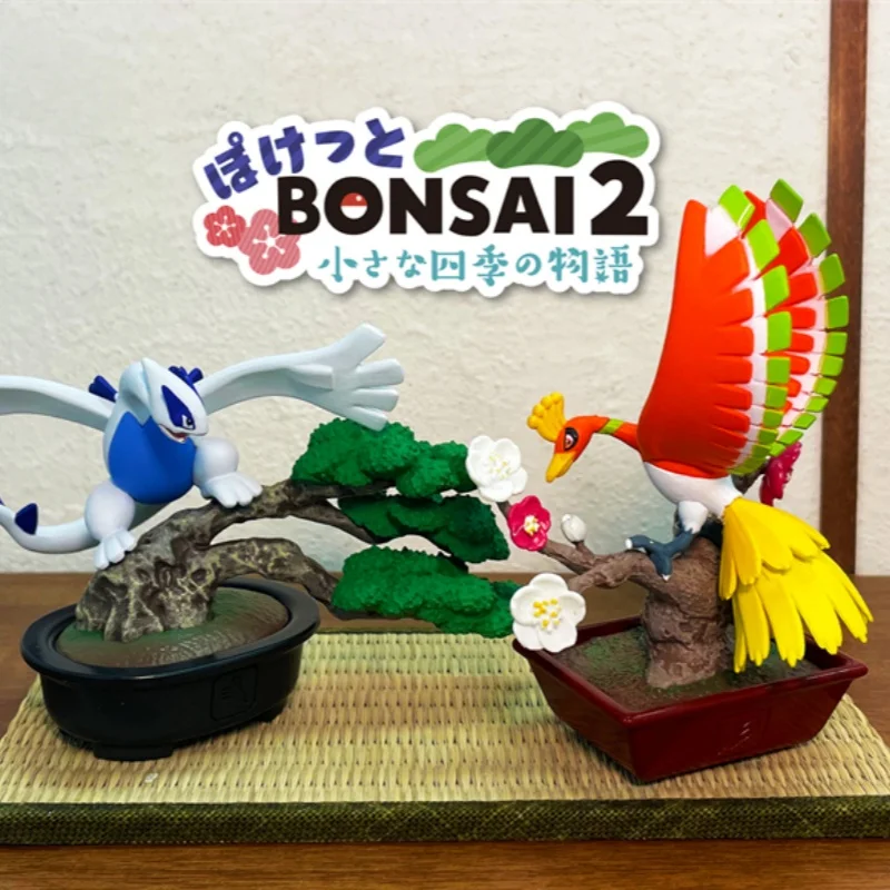 Genuíno re-ment pokemon bonsai série caixa cega figura pikachu froslass growlithe chespin fletchling bonsly ornamento de mesa