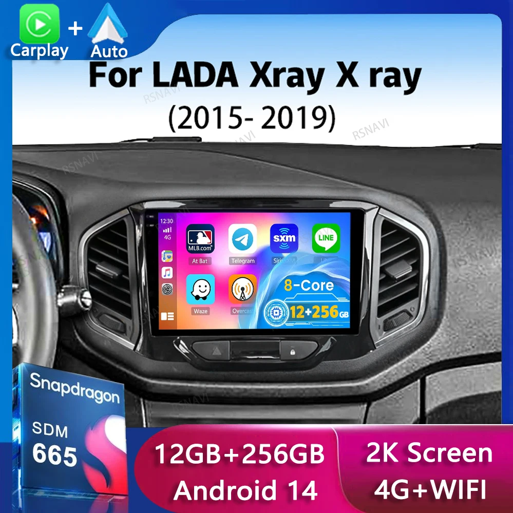 Android 14 Carplay Auto WIFI+4G Car Radio For LADA Xray X ray 2015-2019 Multimedia Video Player Navigation GPS Stereo 2din DVD