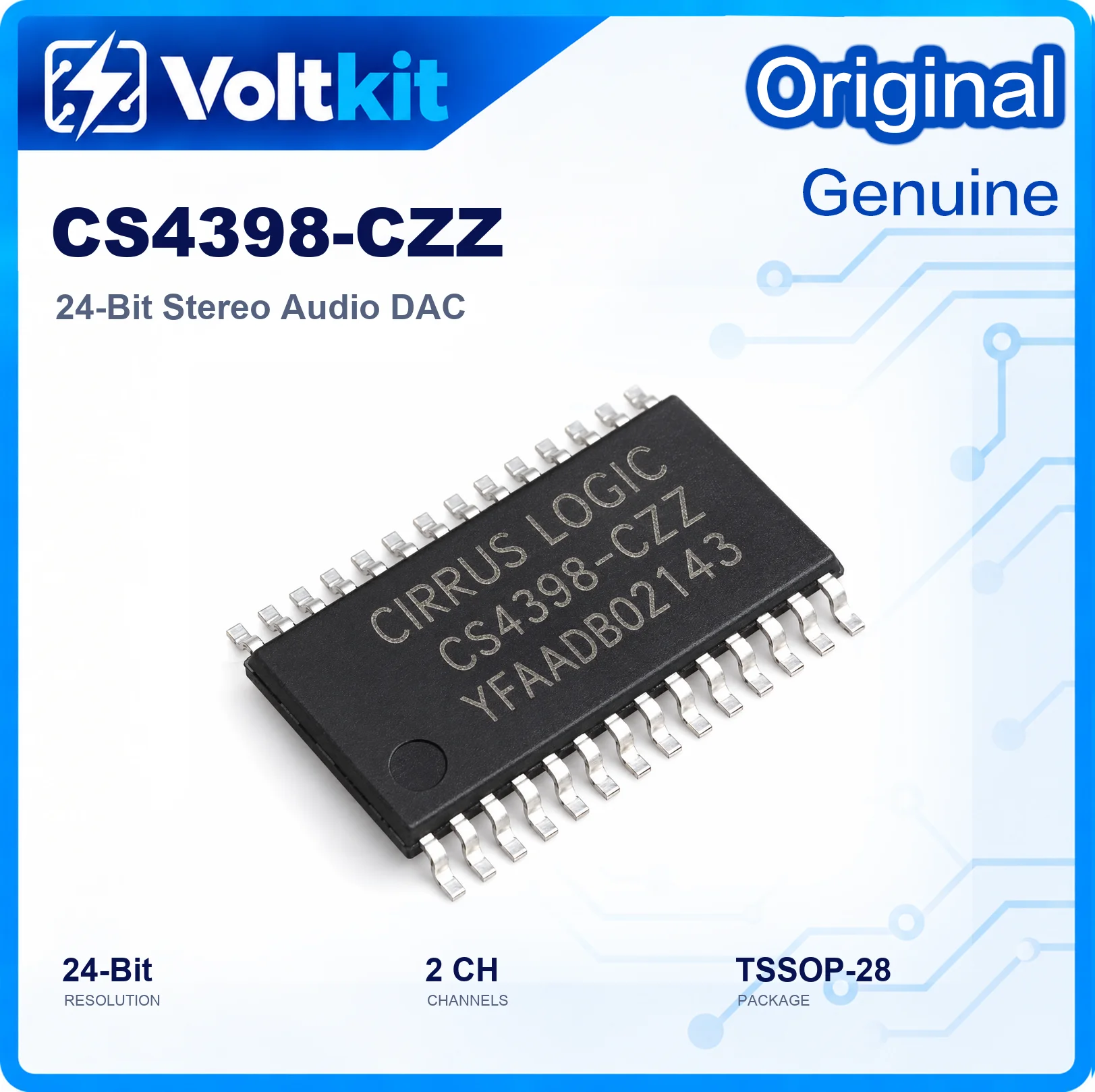 1PCS CS4398-CZZ CS4398 TSSOP-28 24-Bit 192kHz Stereo Audio DAC Digital to Analog Converter IC