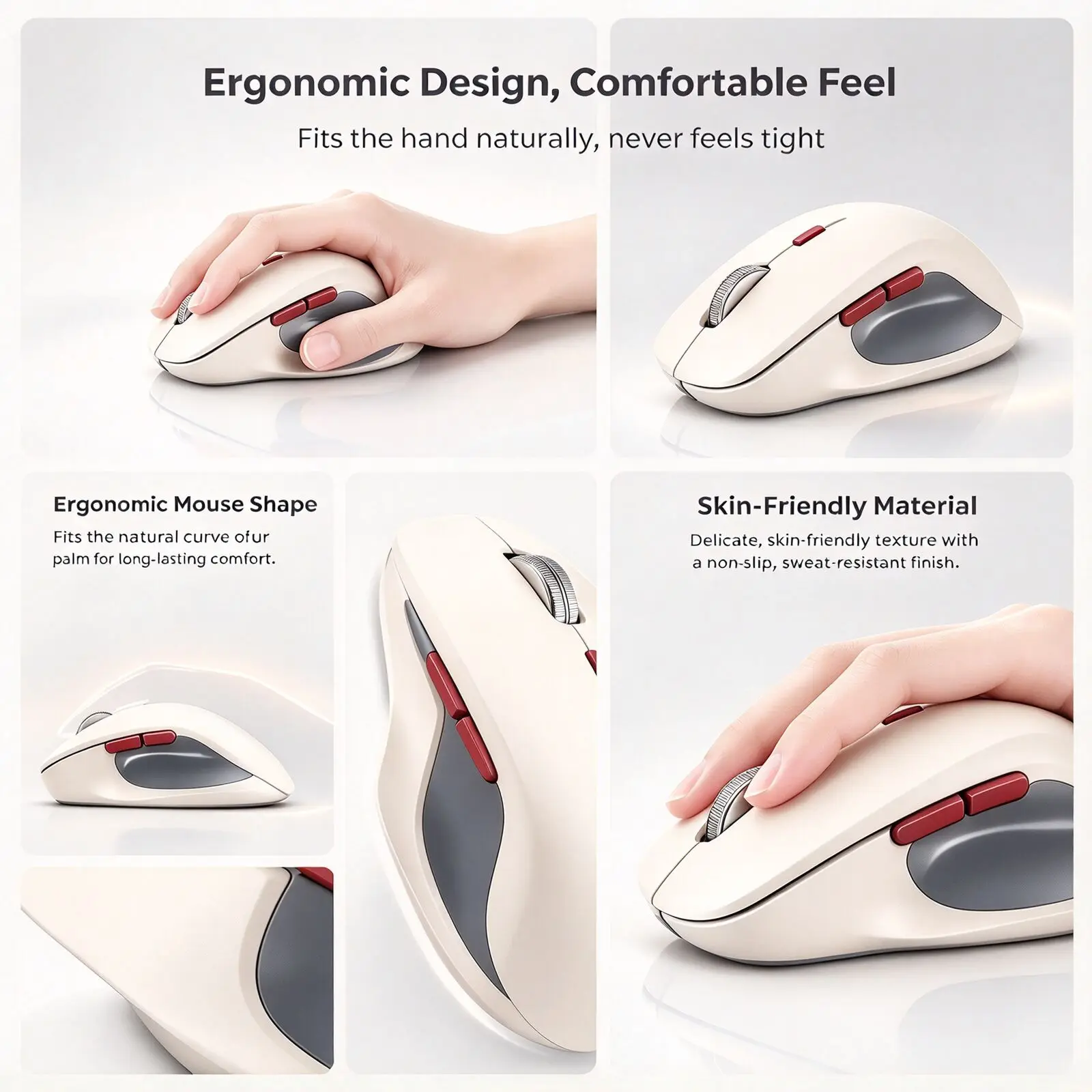 Wireless 2.4G & Bluetooth Dual Mode Mouse Ergonomic Rechargeable 3600DPI 6 Buttons RGB Mute Computer Mice for PC Laptop Desktop