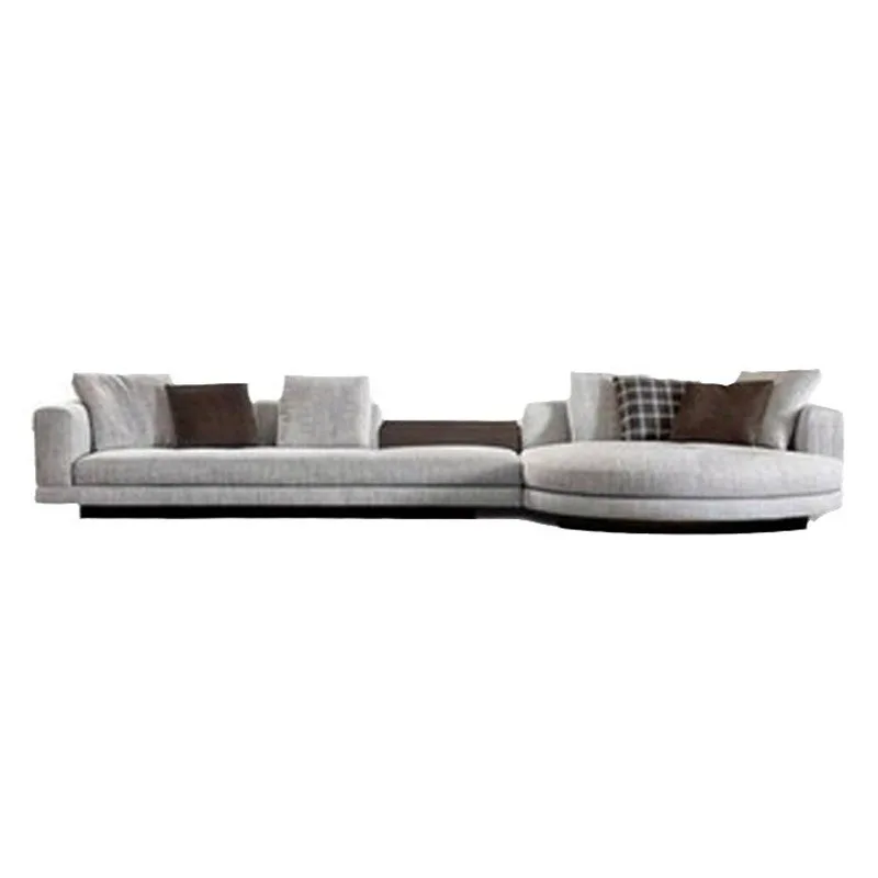 

Corner round cotton and linen fabric sofa living room villa designer curved high-end sofa hotel