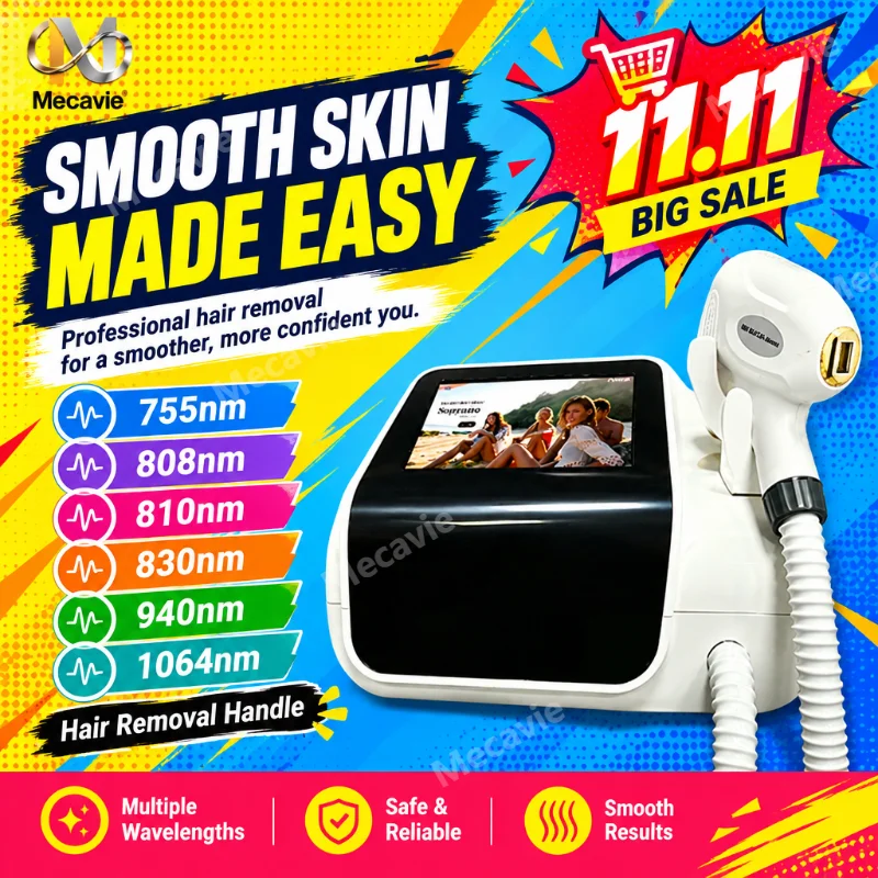 Mini Diode Laser Hair Removal Machine 755 808 1064Nm Ice Cooling 5000W Painless Permanent Skin Rejuvenation For Men Women