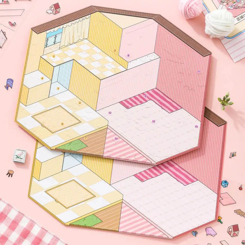 Card Lover 4 Pcs [Storage Interactive Series] Landscape Stickers Bedroom Kitten Oversized Puppy Journal Stationery Decor