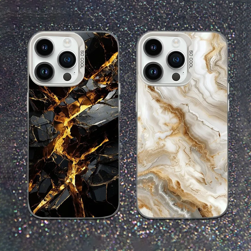 

Black Art Gold Marble Phone Case For iPhone 16,15,14,13,12,11,Mini,Pro,SE,MAX White Matte Shockproof Cover