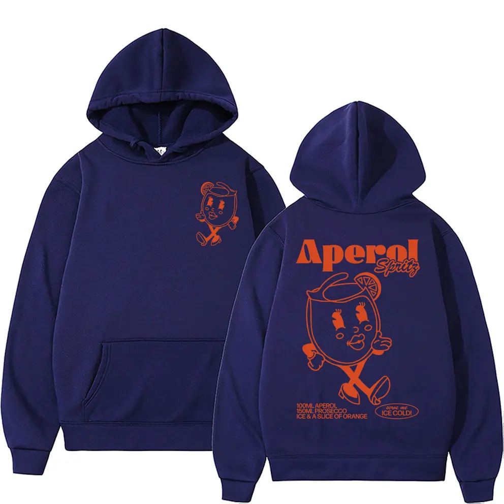 Funny Aperol Spritz Cocktail Graphic Hoodie Men Women Cute Vintage Cartoon Pullover Hoodies Men Casual Fashion Hooded Sweatshirt