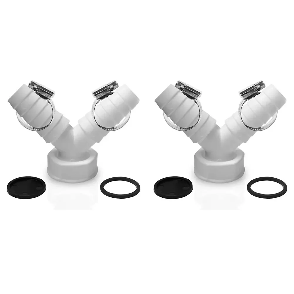 Dual Outlet Y Drain Adapter For Dishwashers And For Washing Machines DN25 With Secure Clips For Leak Prevention