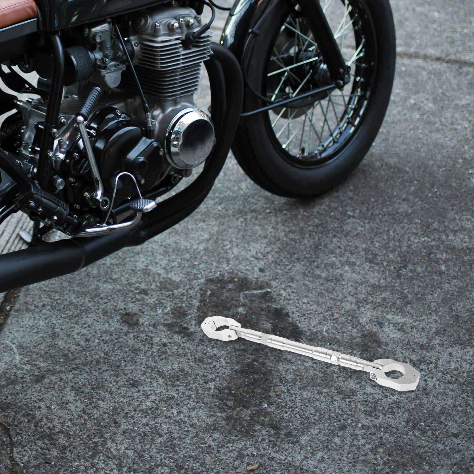 

Motorcycle H Reinforcement Cross Rod Silver Adjustable Balance Bar Compatible Various Models Easy Installation Durability