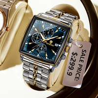 BINBOND Luxury Square Sport Man Wristwatch Waterproof Luminous Chronograph Quartz Men's Watches Stainless Steel Men Watch Reloj