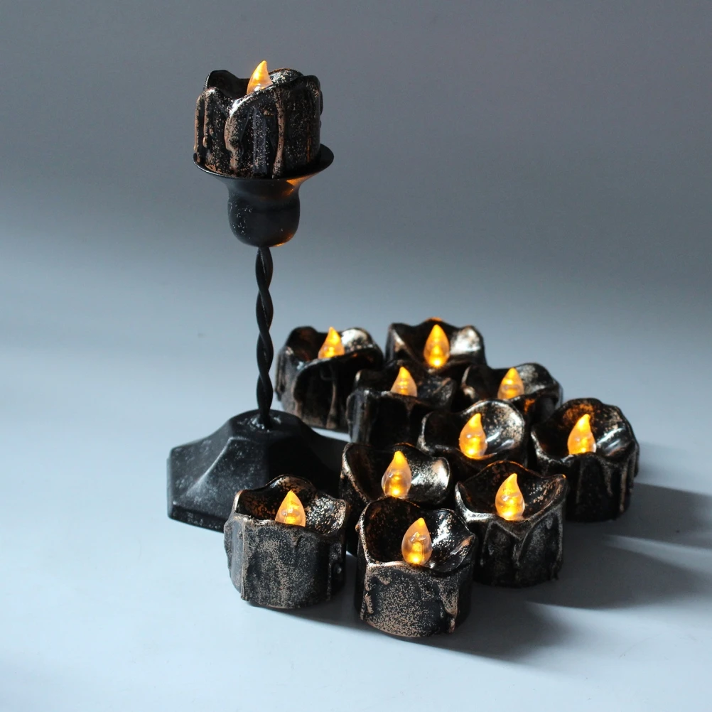 

4Pcs Electronic C Light LED Decorative Black Shell Yellow Flash Flameless Operated Safe Wax Simulated Atmosphere