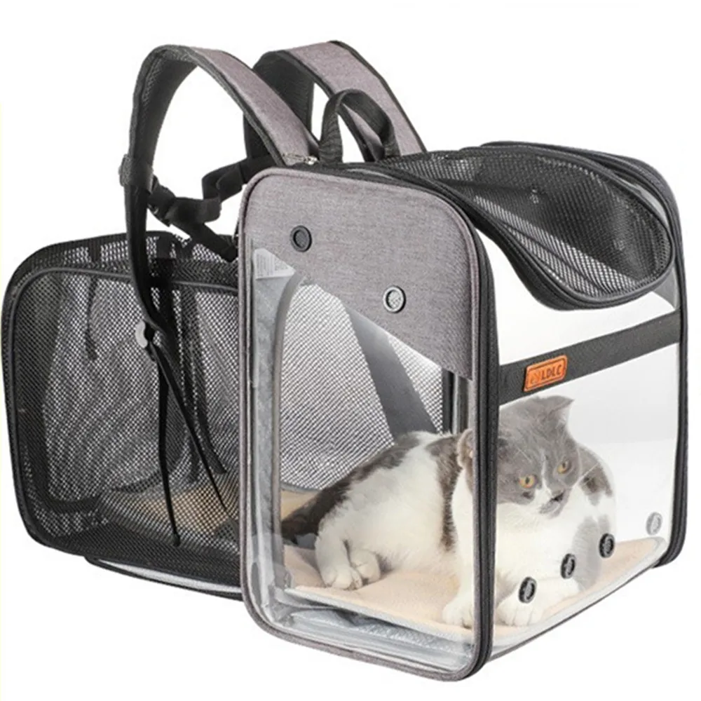 

Transparent Pet Bag Expandable Car Outing Cat Dog Nest Travel Backpack PVC Breathable Holes Handbag Foldable Storage Pets House