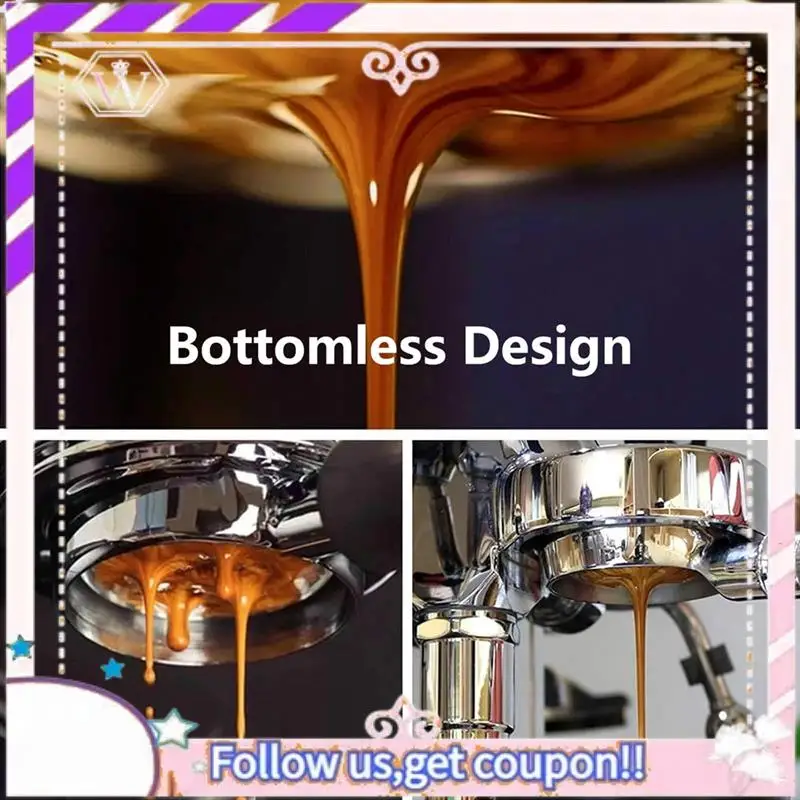 

Durable 3 Ears Bottomless Porta Filter With Two Powder Trays, Stainless Steel Sieve Barista Tools 1Set