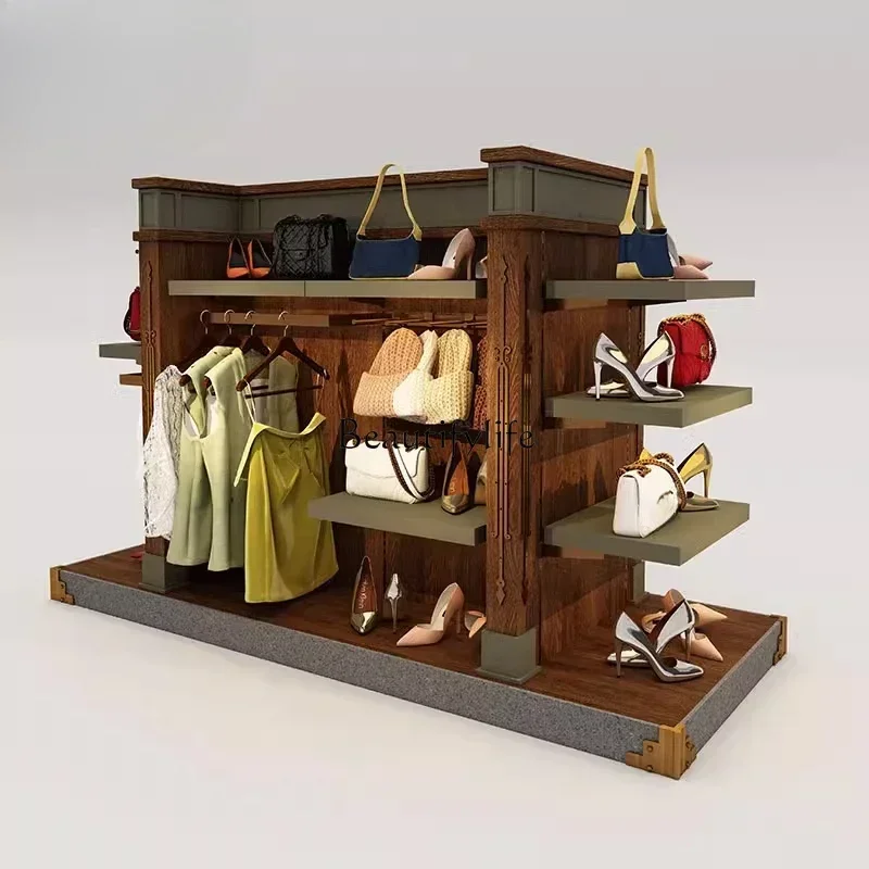 

11*Shoes and bags display retro side cabinet double-sided Nakajima multi-functional display cabinet customization