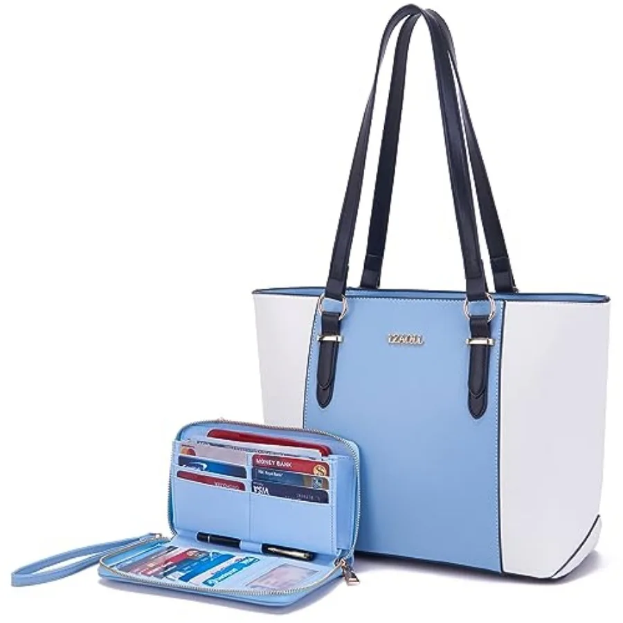 

YZAOLL Purses for Women Faux Leather Medium Large Tote Satchel Shoulder Purse Handbag Wallet set
