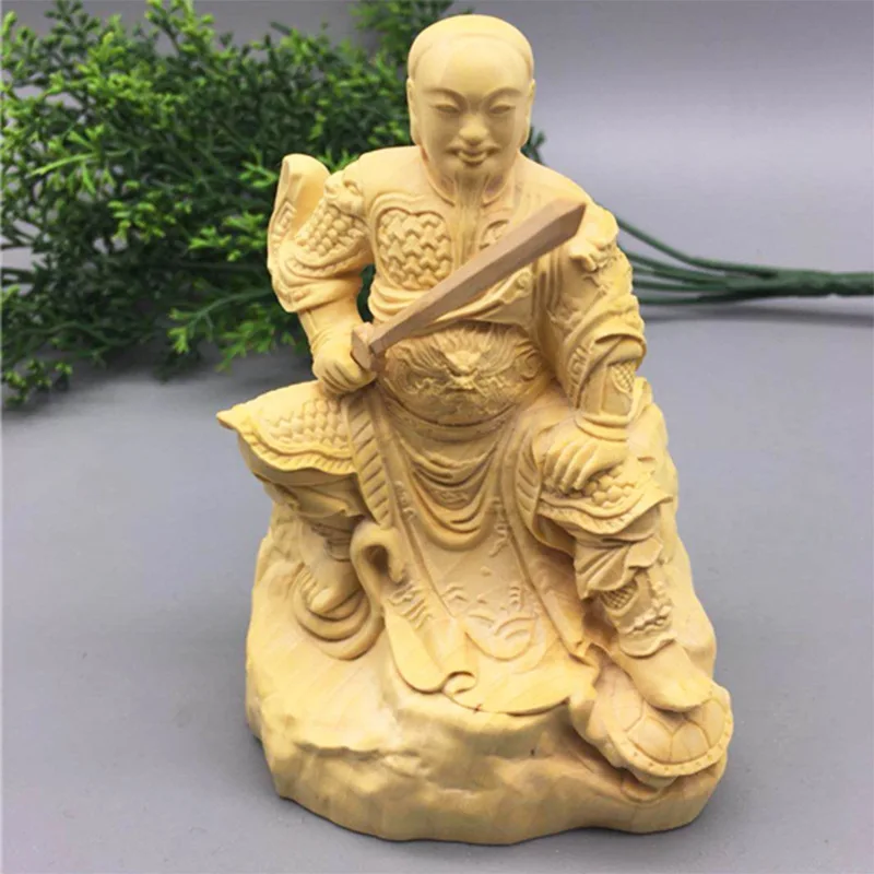 

Boxwood Craft Solid Wood Carving Supplies Statue of God Emperor Xuantian Zhenwu Great Northern Emperor Swing Magic Statue Carry-