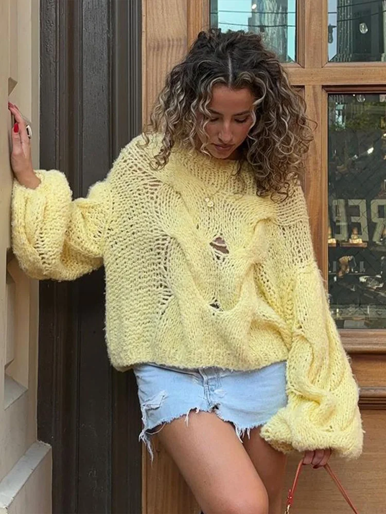 Fashion Solid O Neck Sweater for Women Casual Long Sleeve Female Oversize Pullover 2025 Autumn New Lady Knitting Top High Street