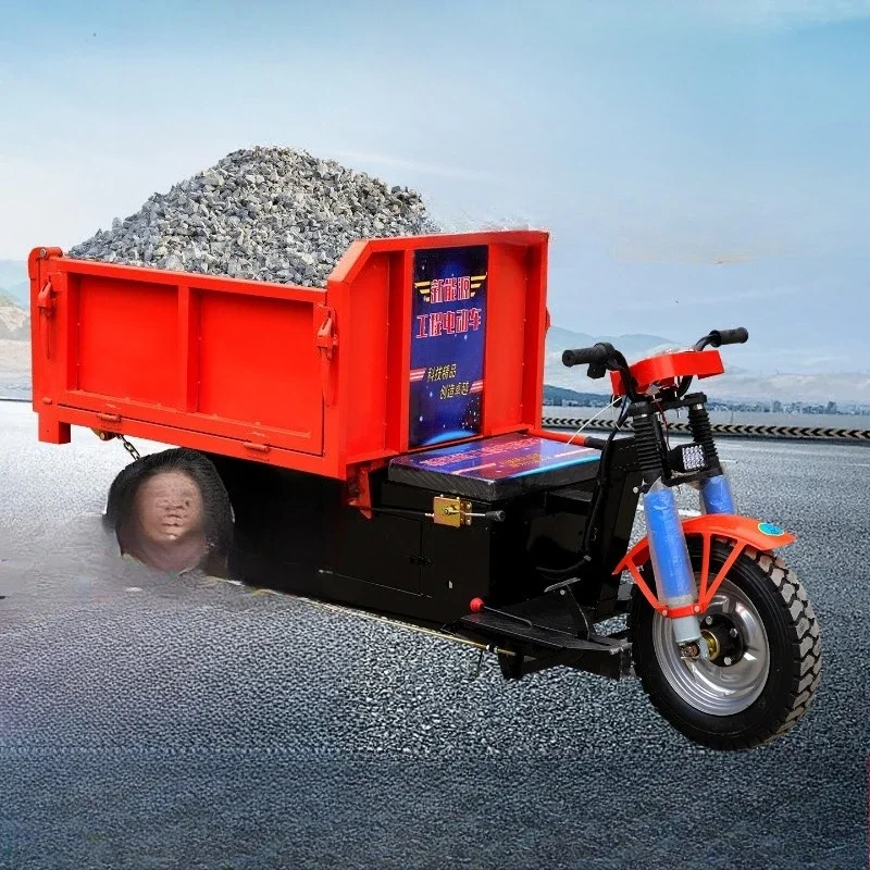 Electric engineering tricycle hydraulic dump construction site dump truck