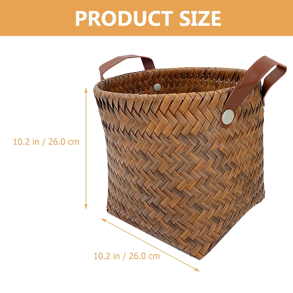 

Large Capacity Imitation Rattan Woven Storage Basket With Handles Household Organizer For Home Bedroom Living Room Kitchen