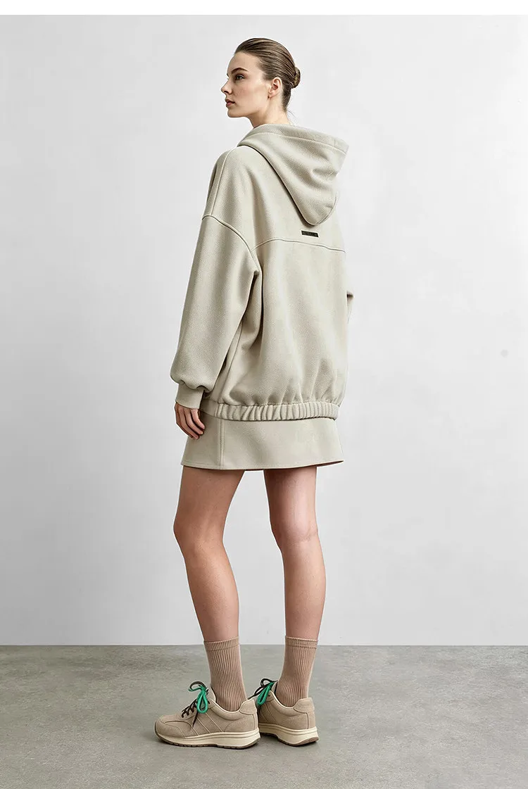 Amii Hooded Pullover Sweatshirt Drawstring Drop Shoulder Loose Fit Slimming Casual 2026 Winter Women's Clothes 12624037