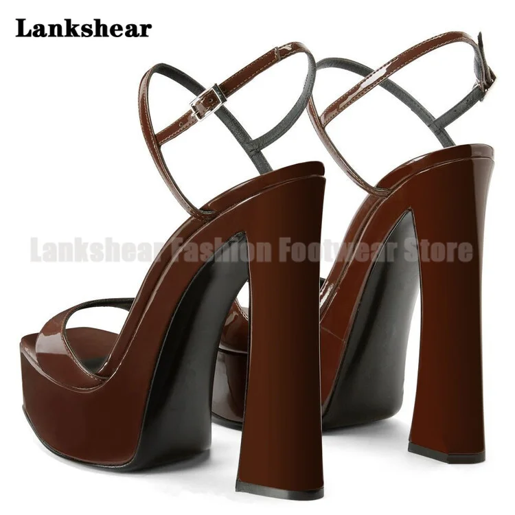 Platform Square Toe Sandals Ankle Strap High Heels Party Elegant Women Shoes Summer Open Pumps Toe Sandalias De Mujer Verano