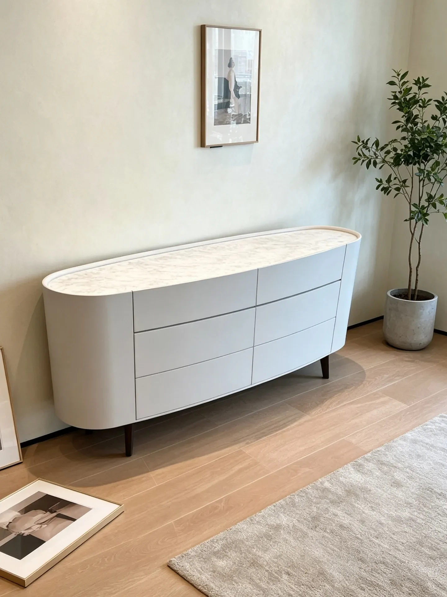 living room oval dining side cabinet bedroom bucket cabinet entrance entrance drawer storage cabinet marble surface