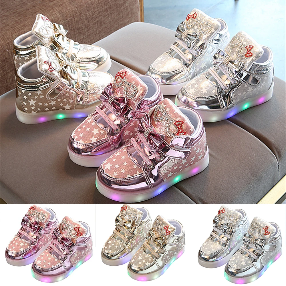 New Luminous Sneakers First Walker Boys Hook Non-slip Glowing Sneakers Glowing Led Kids Shoes For Girls Boys Spring Autumn