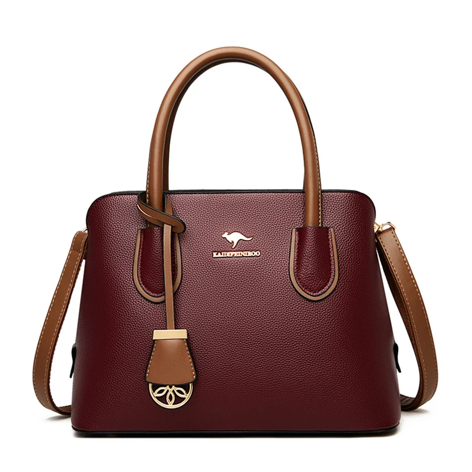 2 warstwy jakości skórzane luksusowe torebki damskie torebki projektant torby Crossbody dla kobiet 2021 duża pojemność Tote Bag Sac A Main — zdjęcie 2