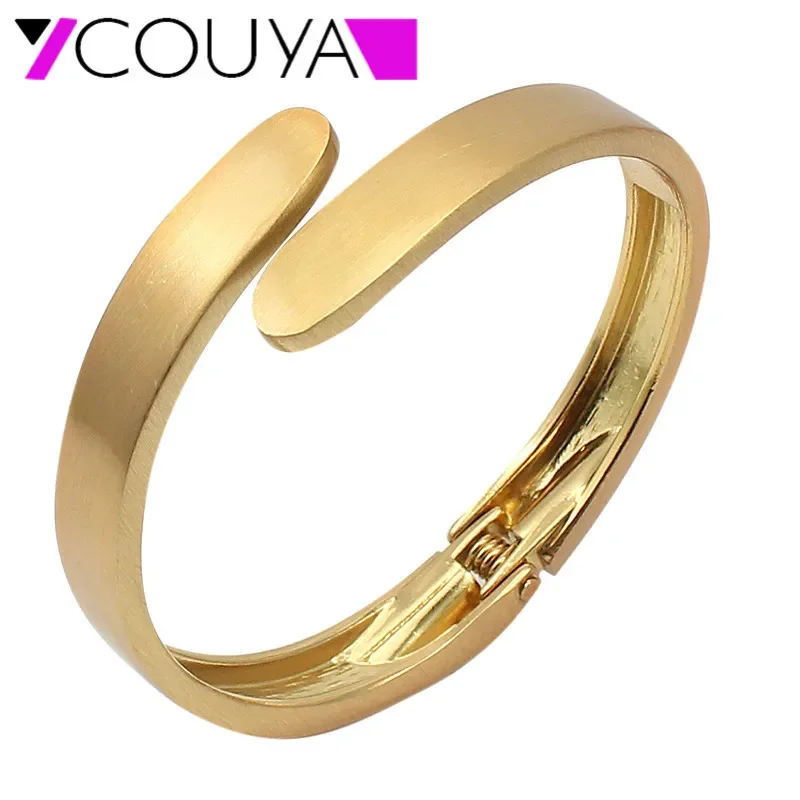 3 Color Classic Punk Harajuku Gold Silver color Black Narrow Side Bracelet Bracciali Donna Bangle For Women