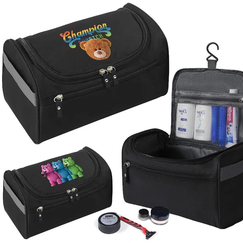 

Men Makeup Bag Functional Hanging Travel Toiletries Organizer Storage Pouch Makeup Case Bear Pattern Beauty Cosmetic Bag