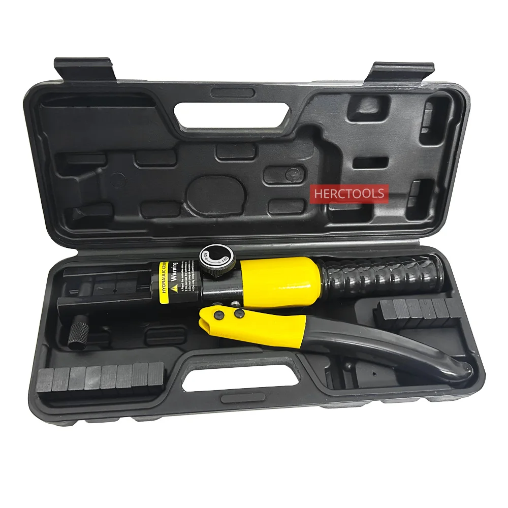 Pinza per crimpare cavi idraulici azionata manualmente Pinza per terminali per capocorda per cavi batteria con 8 paia di matrici, strumento di crimpatura 4-70mm2