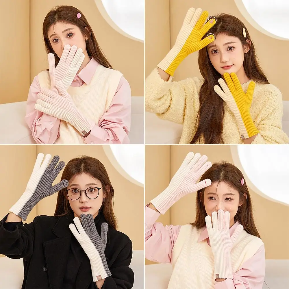 موضة نغمتين الشتاء قفازات محبوكة يندبروف تنفس رشاقته قفازات دافئة الباردة واقية قفازات نسائية ركوب الخيل