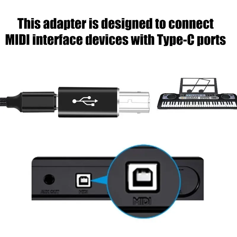 USB C Female To USB B Male Phone Adapter for Scanner Printer Controller Converter Type C To MIDI Data Transfer Connector