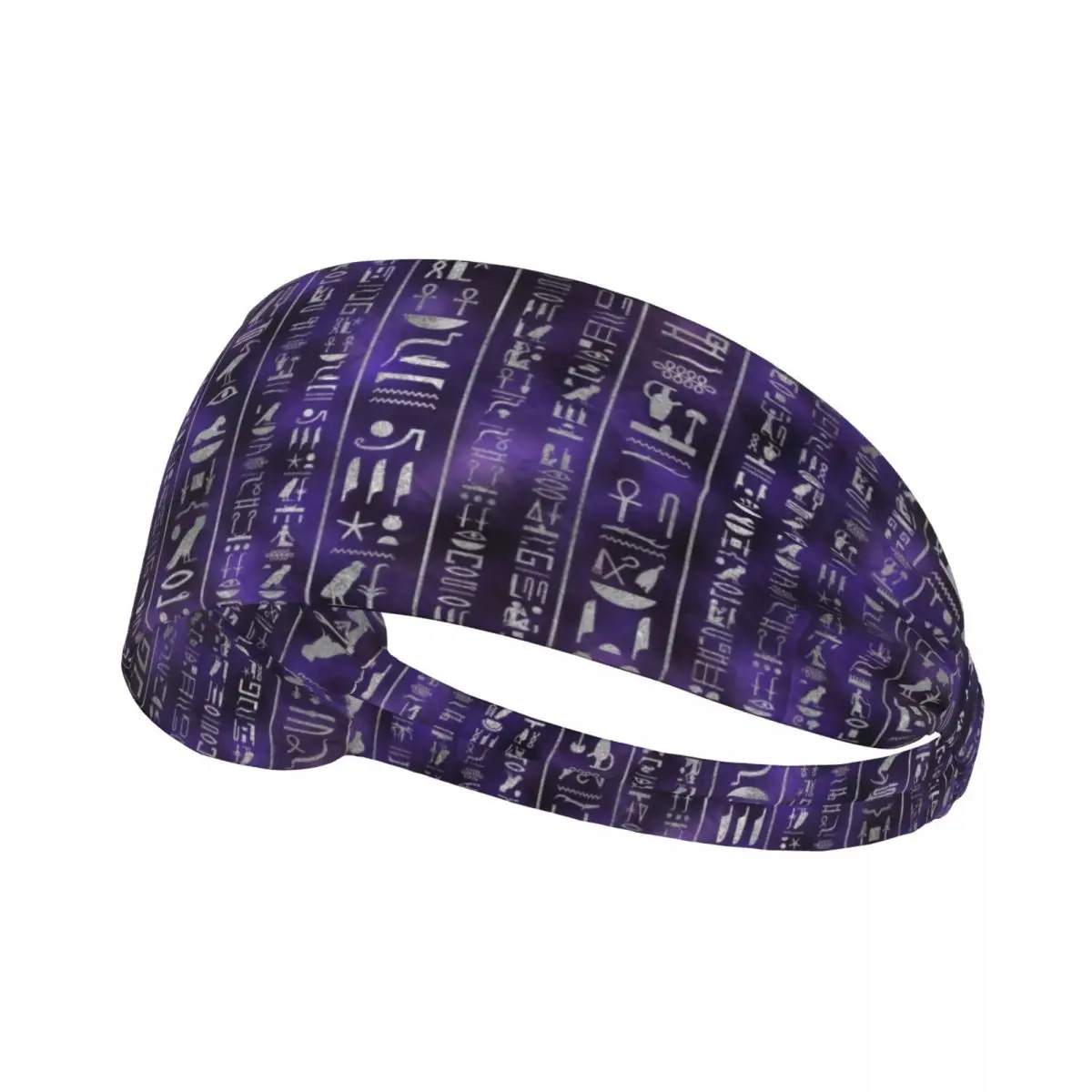 Custom Egyptian Hieroglyphics Sweatband Men Women Moisture Wicking Ancient Egypt Symbol Athletic Headband for Running