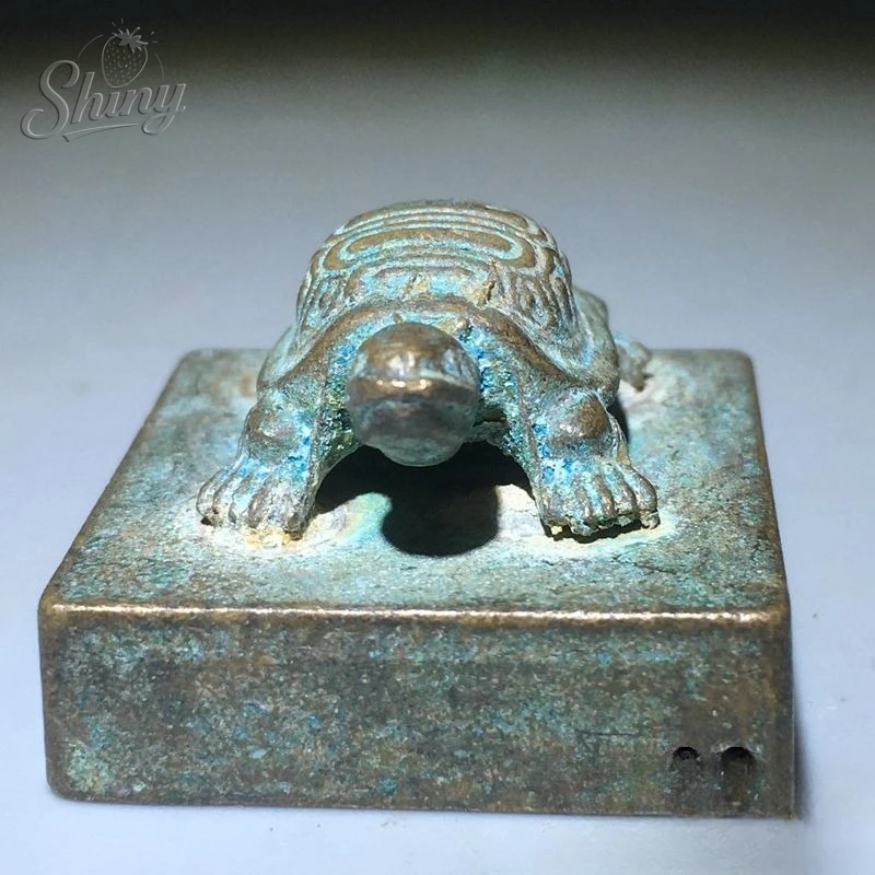 Antique Bronze Turtle Seal Western Xia Script Seal Mini Longevity Turtle Seal Ornament Home and Office Desk Decorative Craft
